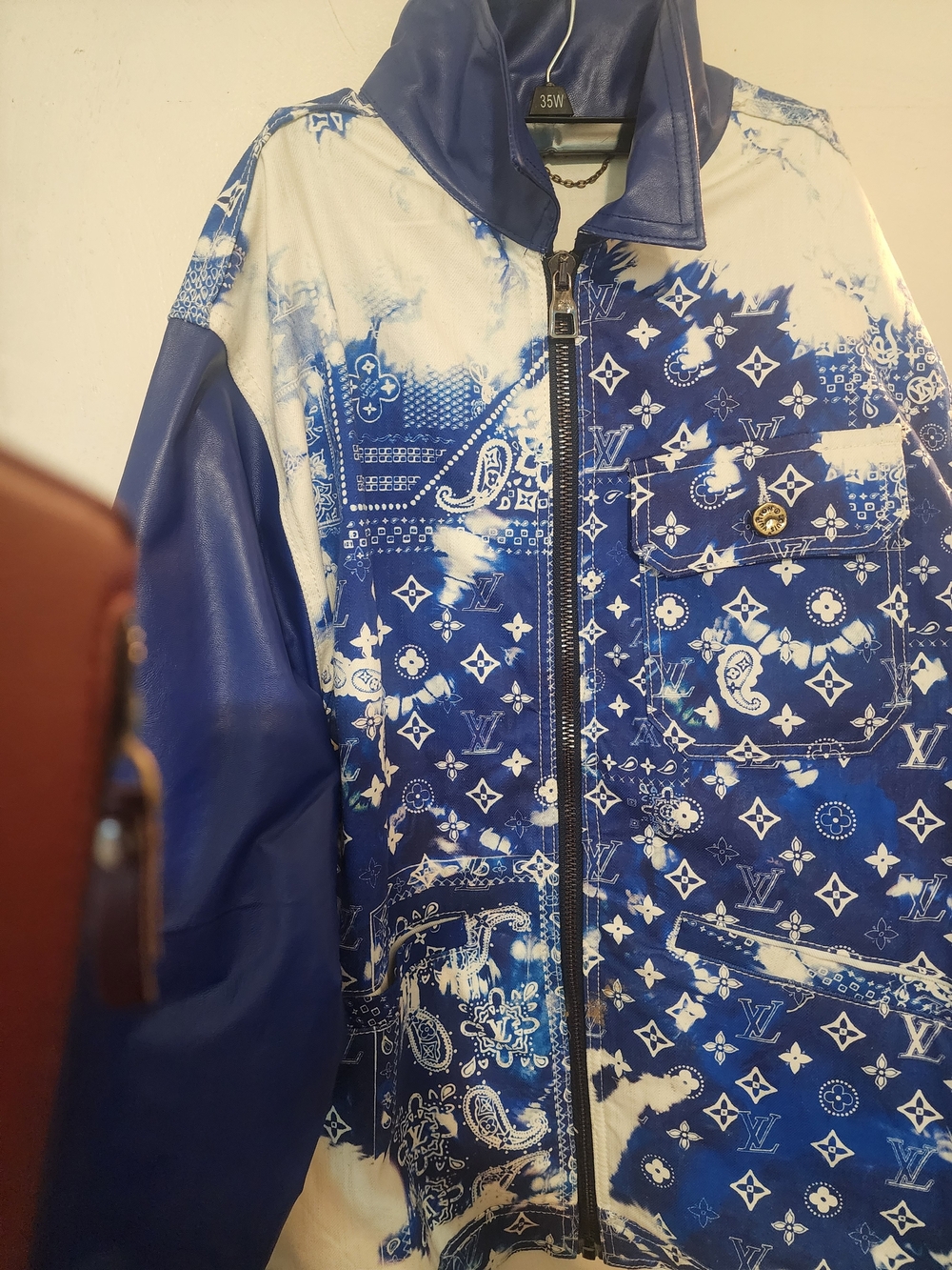 Blue Patterned Men's Zip Jacket